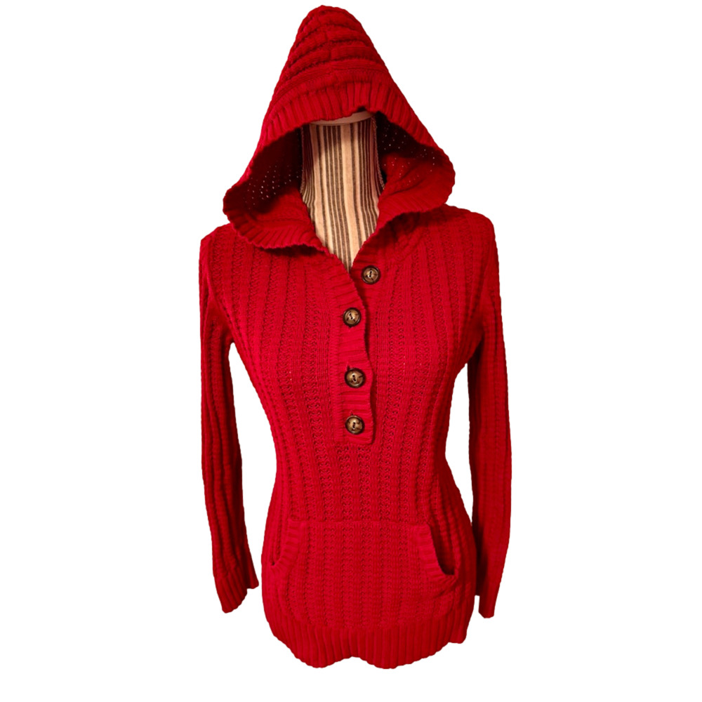 Red hooded cotton sweater by Style & Co. cabincore